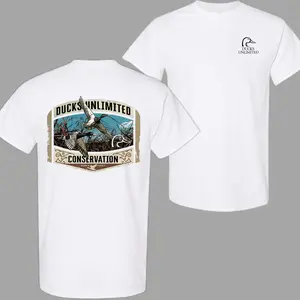 [100% Cotton] Unisex🦆🌲Ducks Unlimited Conservation Shirt, Waterfowl Hunting Graphic Tee, Outdoor Sportsman Shirt, Ideal for Camping & Hunting Fans, Trendy Menswear, Casual Cotton Top, Fits