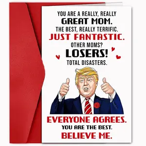 You Are A Great Mom Card - Funny Mother's Day Card with Red Envelope - Hilarious & Heartfelt Message Gift from Daughter Son Husband - Happy Birthday Card for Mom, Aunt, Grandma, Wife, Women
