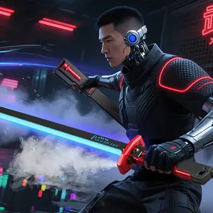 Light Saber Spray Gun with Lights, Flashing Blade Laser Sword Toy for Boys, Technology Sound Light Blade, USB Charging Cable Included, USB Rechargeable Lightsaber