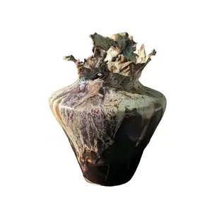 Subconscious Landscape Vase- Artisan Ceramics - Unique Handmade Design- Oxidized Copper & Oxblood Glaze