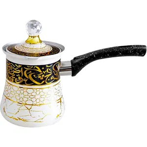 Turkish Greek Arabic Coffee Pot,Stove Top Water Boiler, Coffee Maker, Butter, Chocolate & Milk Warmer,Even and Quick Heat (White and Black)