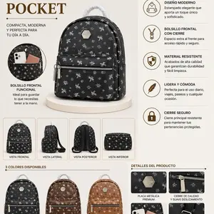 Pocket Modern Compact Backpack with Front Pocket and Secure Zipper for Daily Use Travel and More