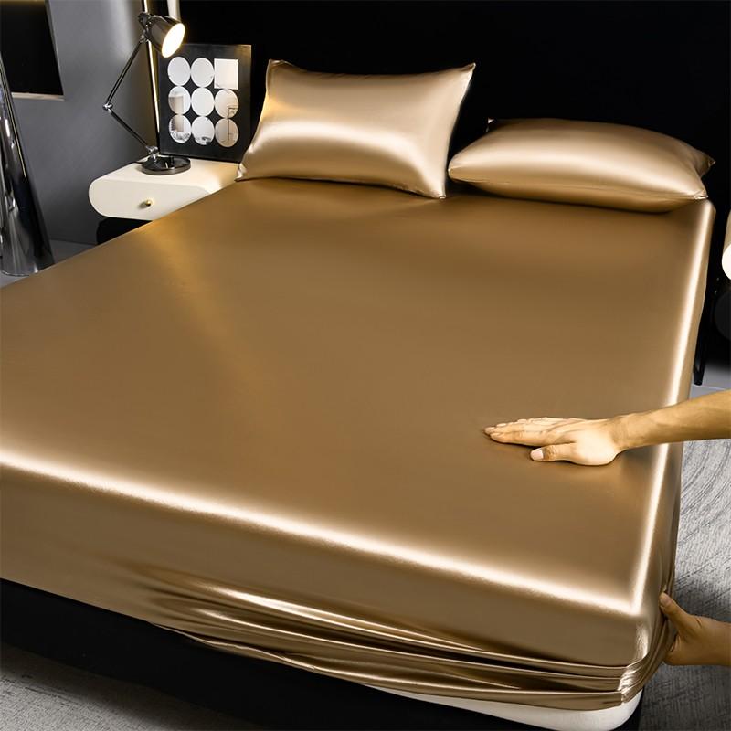 2/3Pcs Silky Satin Bed Sheet Set, Satin Bed Sheets, Dustproof Mattress Protector, Soft and Comfortable Fitted Sheet, Skin-Friendly & Breathable, Smooth Mattress Cover, Silk-Like Bedding for Bedroom/Dorm/Hotel, Multiple Sizes Available