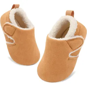 L-AE004  Toddler Slippers Boys Girls Adjustable House Shoes Barefoot Sock Shoes with Rubber Sole Baby Comfort Warm Indoor Outdoor Walking Shoe