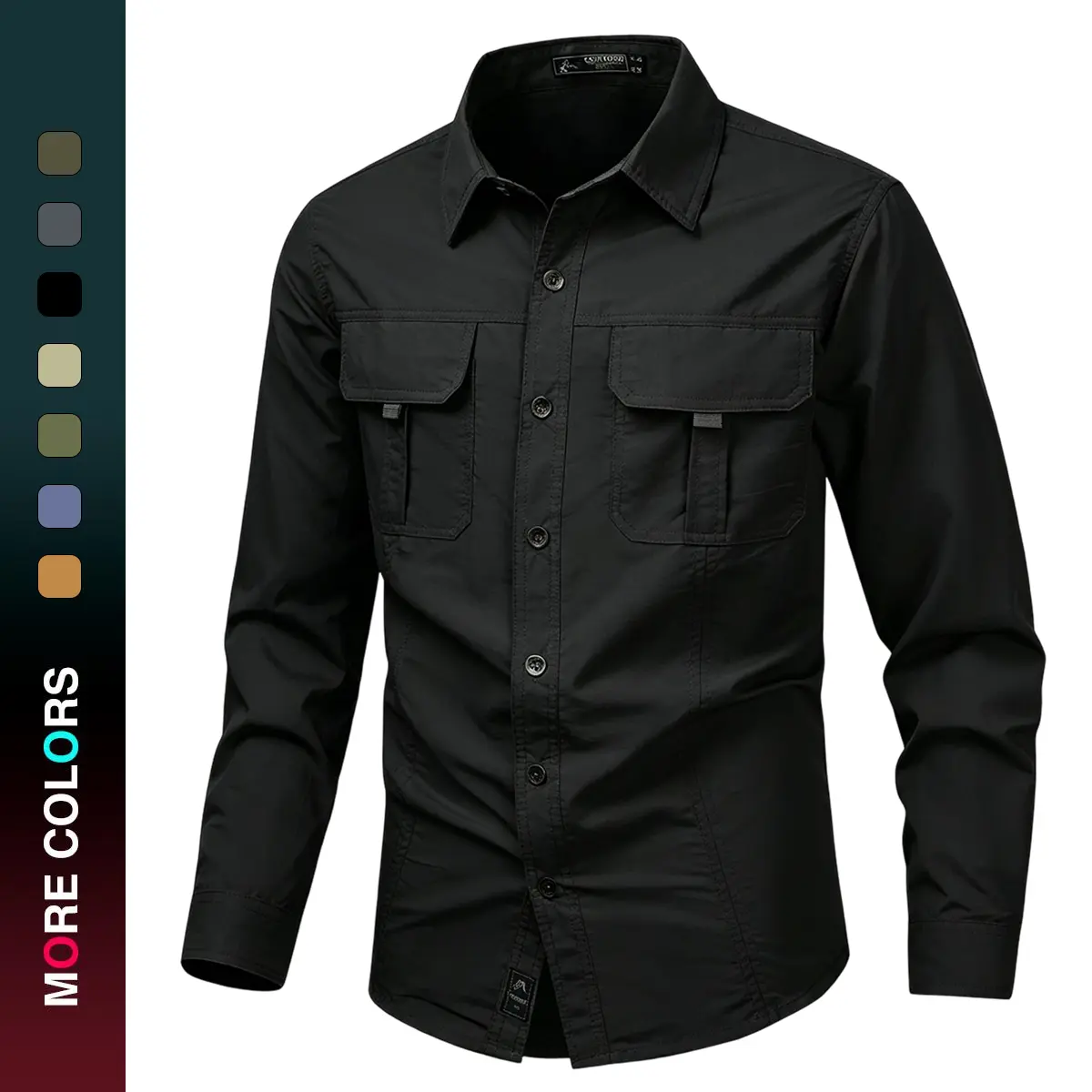 Men's Button-Up Casual Long-Sleeve Shirt - Turn-Down Collar Menswear Top with Multiple Pockets, Lightweight Breathable Fabric, Fine Stitching, Refined Texture, Practical Design, Business Light Luxury Style for Daily Wear, Button Up Shirt