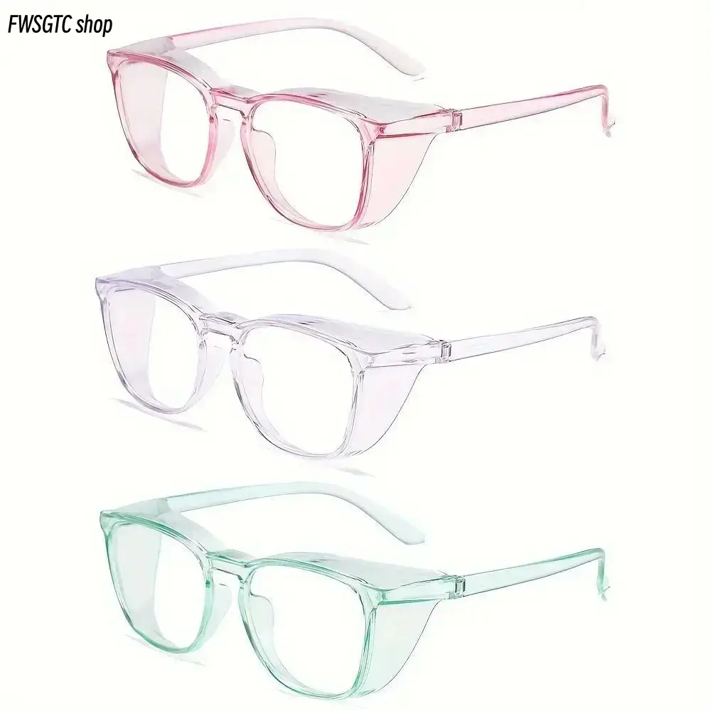 3-Pack Unisex Solid Simple Safety Goggles, designed with anti-spray, anti-pollen and anti-blue light functions. Minimalist solid style protective eyewear is comfy to wear, ideal for daily outdoor use for both men and women.