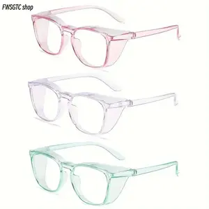 3-Pack Unisex Solid Simple Safety Goggles, designed with anti-spray, anti-pollen and anti-blue light functions. Minimalist solid style protective eyewear is comfy to wear, ideal for daily outdoor use for both men and women.
