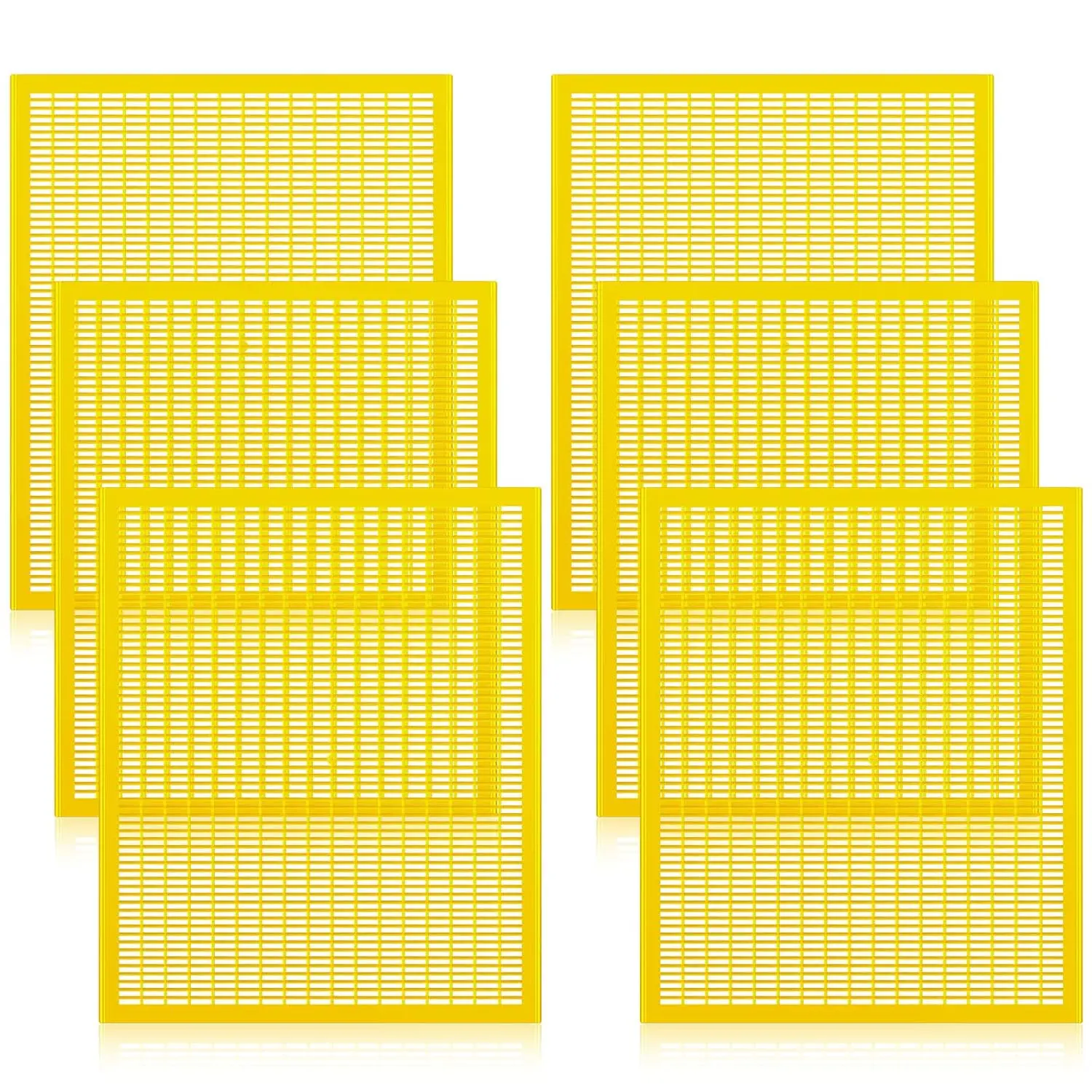 6 PCS Plastic Queen Excluder Bee Hive for Beekeeping and Separating Queen Bees from Honey (Yellow,10 Frame)