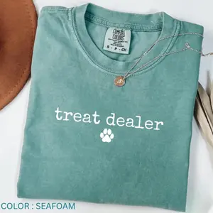 Comfort Colors Treat Dealer Dog Mom Shirt, Tee with Paw Print, Funny Dog Lover shirt, Dog Mom Gift