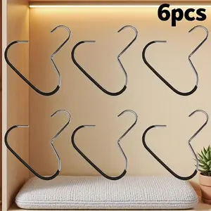 6-Piece Stainless Steel Hanging Hat Rack Set, Wall-Mounted Storage for Baseball Caps & Scarves, Space-Saving Decor for Indoor Recreation Wardrobes