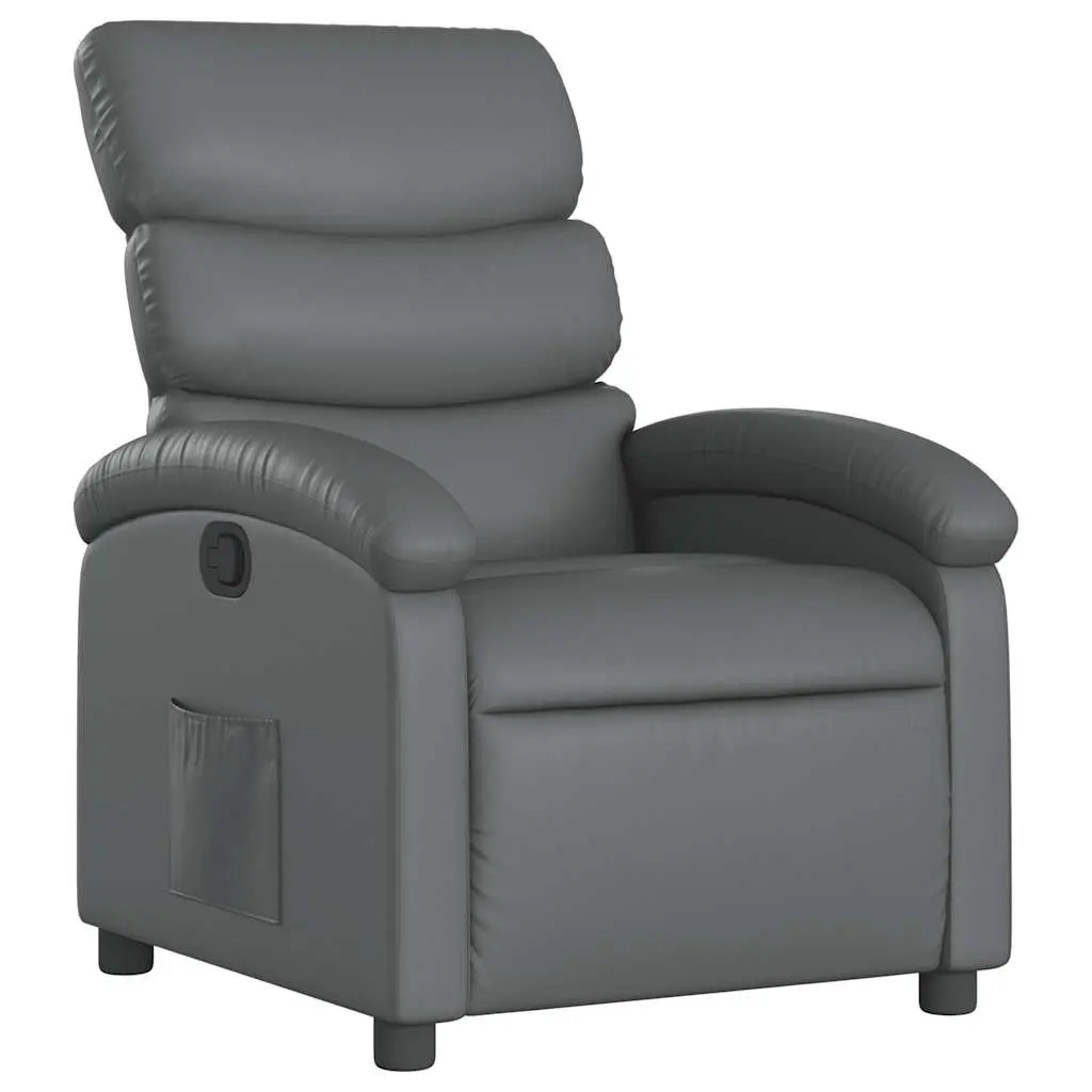 vidaXL Recliner Chair, Adjustable Reclining Armchair for Elderly, Wingback Recliner for Home Theater Cinema, Modern Style, Gray Faux Leather 371716