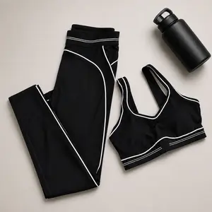 Fashionable sports suit Pilates Tight sports pants Running Yoga high-waisted stretch fitness pants set 2026 High-quality fabric