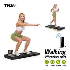 TKW 4-in-1 Foldable Treadmill with Vibration Function & Armrests, Portable Quiet Walking Pad for Home & Office, LED Display for Walking & Jogging