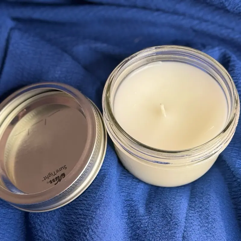 Wicked Candle 8oz Leather and Wild Honeysuckle Scented Candle in Glass Jar with Metal Lid Fragrance Cozy Farmhouse