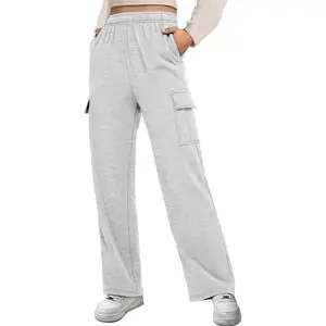 Women's cargo sweatpants fleece joggers casual loose fashionable long sports sweatpants with pockets