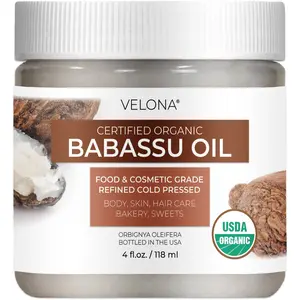 velona Babassu Oil USDA Certified Organic - 4 Fl Oz | 100% Pure and Natural Carrier Oil | Refined, Cold Pressed | Face, Hair, Body & Skin Care and Cooking