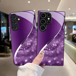 Purple Gradient Iridescent Wave Pattern Phone Case for Samsung Galaxy S26 S25 S24 S23 S22Pro S21 S20 Fe Plus Ultra Pro A56 A55 A54 A53 A52 A51 A36 A35 A34 A32 A26 A25 A24 A23 A16 A15 A14 A06 A05 A03s, Anti-Drop Tempered Glass Cover