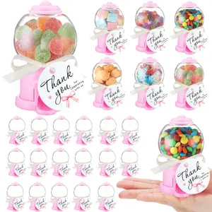12/24Pcs Baby Shower Prize Small Gumball Dispenser, Candy Storage Box with Thank You Showering Stickers and Bows Thank You Gifts for Guests,Birthday Party Baby Shower Favors Gift