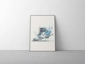 Trainer Poster Watercolour Jordan One Painting Sneaker, Sneaker Trainer Poster