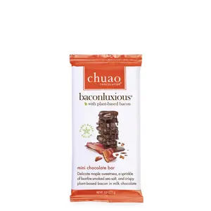 Chuao Chocolatier Baconluxious with Plant-Based Bacon Milk Chocolate Mini Bars - Pack of 24 (0.39 oz Each) Fair Trade Certified, Kosher, Peanut Free, No Gluten, Vegetarian