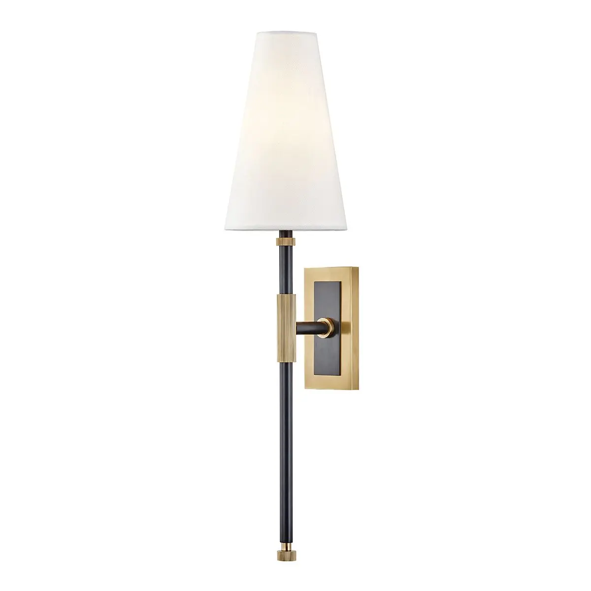 Bowery Wall Sconce with Linen Shade, Aged Old Bronze or Polished Nickel Finish