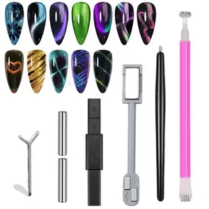 7-Piece Nail Polish & Gel Magnet Set, Nail Art Kit, Complete Salon Kit for Cat Eye French Manicure, Professional Nail Tools for Home Use