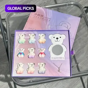 Little Bear Family Lip Set Matte Lip Mud Moisturizing Lip Milk Little Bear Pendant Necklace Gift Box Matte Lip Gloss #GLOBAL PICKS