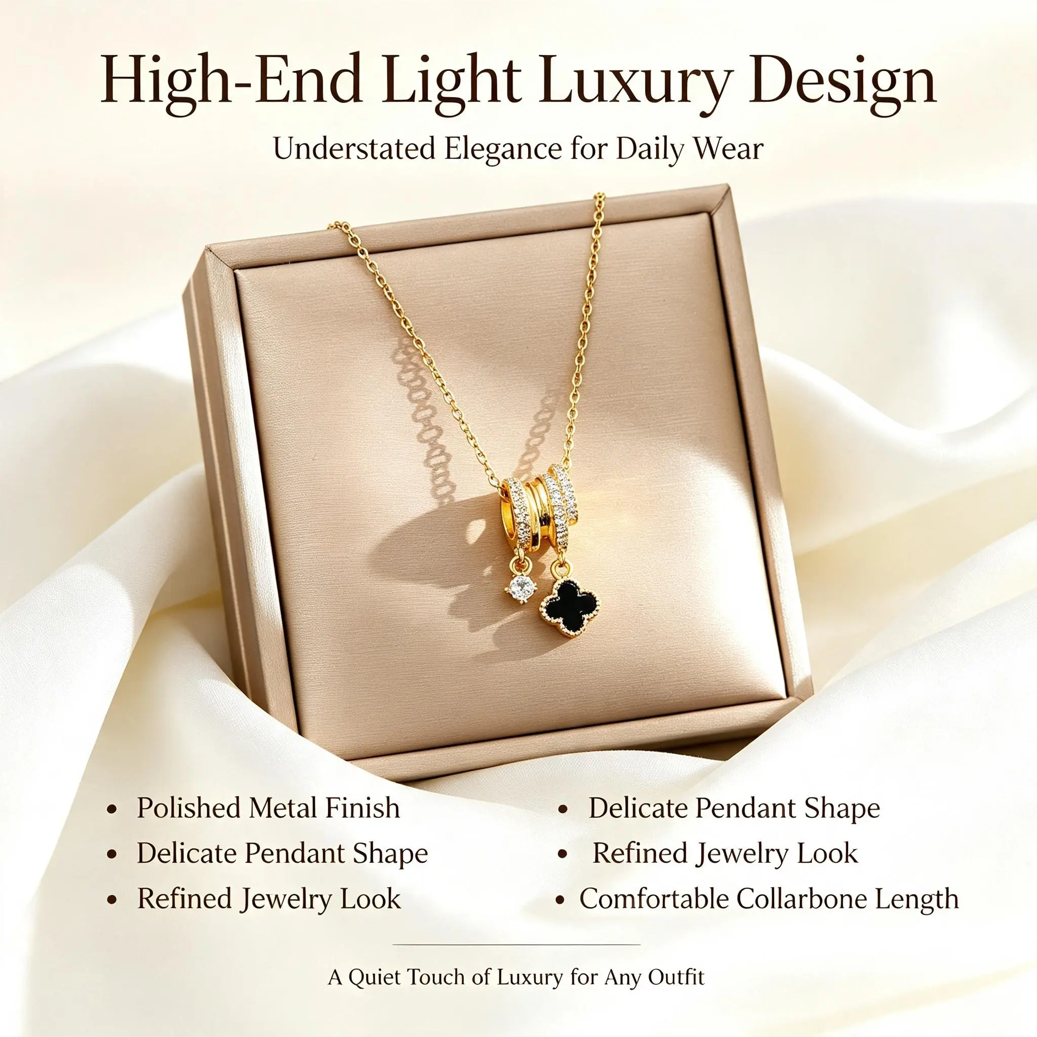 4-Leaf Clover Pendant Necklace Titanium Steel Necklace Zircon Necklace Accessories for Women Jewelry Gift