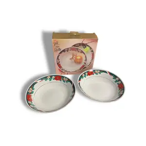 Tienshan Deck the Halls Large Serving Bowls 9.5in Holiday Christmas Vintage 1994