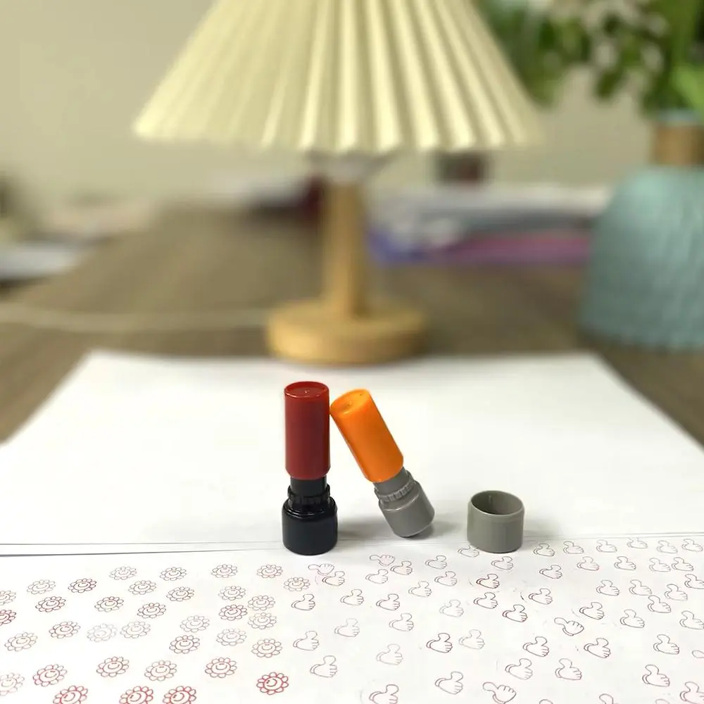 Thumb Print Stamp, 3 Counts/set Cute Flower & Sun & Smile Face Pattern Stamp, Self-inking Stamp for School Office Home