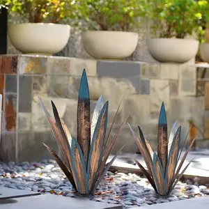 Iron art agave outdoor products home decoration 2 pieces set metal countryside art sculpture