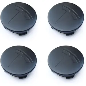 Wheel Center Hub Cap Kit with Tesla Emble Brand Center Caps for Model 3 Model Y with 20 Lug Nut Covers (4PCS) (Matte Black)
