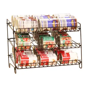 FixtureDisplays® 3-Tier Shelf Wire Rack Trending Can Rack Organizer, Can Jar Dispenser for Kitchen Cabinet, Countertop, Pantry 16" Wide X 12.5" Tall X 10" Deep, 15 Oz Put on Top Shelf 10085CAN-NF