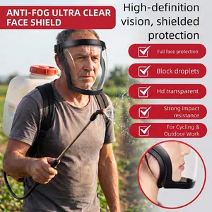 Highly Transparent Protective Face Shield Anti-Fog Anti-Dust Full-Face Hood for Adults Unisex Adjustable Durable Plastic Heat Impact Resistant Easy Drawstring Closure Windproof Face Mask Safety Reusable Mask