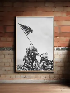 Iwo Jima Flag Raising Patriotic Military History Wall Art