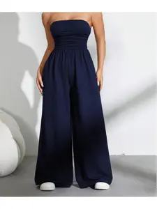 Women's Solid Color Tube Jumpsuit, Sleeveless Casual Fashion Jumpsuit for Daily Wear, Women's Jumpsuit for Summer
