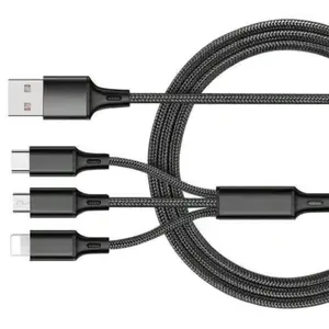 1pc 3A 3-in-1 charging cable for iPhone, android, Samsung