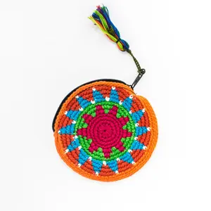 Moon Crochet Hacky Sack Knit Multicolor Handmade Coin Purse - Guatemala