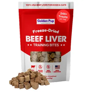 Beef Liver Dog Treats, Freeze Dried Raw Beef Liver Treats for Dogs & Cats, Single Ingredient, Human Grade, No Additives, High Protein, Grain Free, Gluten Free, All Natural Meal Topper, Made in the USA