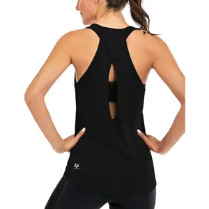 ICTIVE Women’s Cross-Backless Workout Tops – Racerback Tank Tops, Open-Back Running Muscle Tanks, Yoga Shirts
