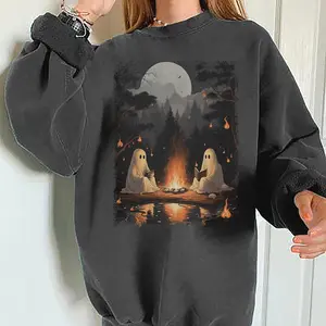 Vintage Ghost Book Camping Shirt, Retro Ghost Sweatshirt, 90s Halloween Shirt, Ghost Camping Sweatshirt, Ghost Reading Shirt, Halloween Gift For Book Lover, Summerween T-Shirt, Camping Tee