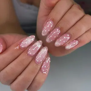 24pcs Almond Fake Nails, Nude Base + Polka Dots, Reusable, Beginner Friendly, Includes Jelly Glue & Nail File, Perfect for Commute/dates