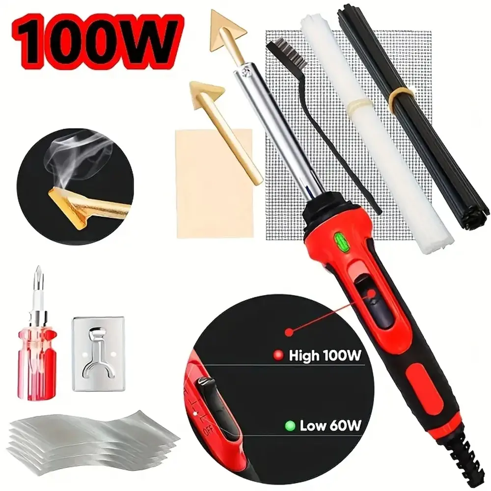 Upgraded Plastic Welding Machine Kit, Includes 2 Iron Tips, Ideal for Plastic Surface Repair, Durable PP Material, Easy to Use, Plastic Welder Tool