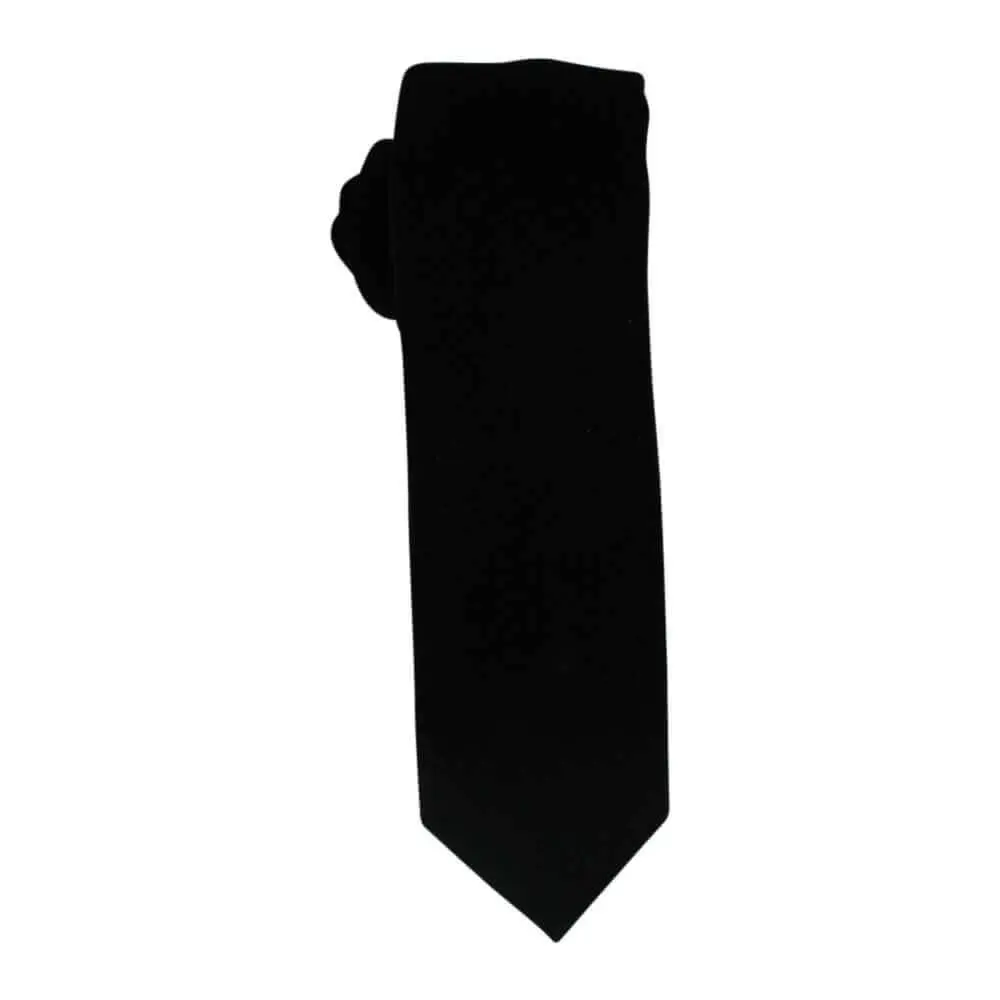 Solid Black Velvet Mens Tie