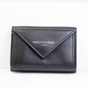 Pre-owned Balenciaga Leather Small Leather Goods Black Mini Wallet A26040467