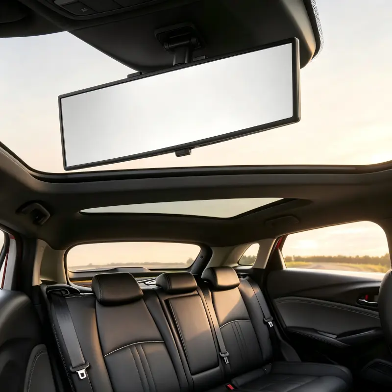 [Max Install Width: 3.1"]L- Inch Panoramic Convex real view Mirror, Interior Clip-on Wide Angle to Reduce Blind Spot Effectively for Car SUV Trucks Clear Visibility Safety Install Rearview High Definition
