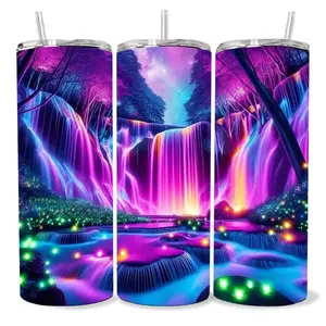 Dream Waterfall 20 oz Tumbler - BPA Free, Stainless Steel, Leak Proof, Clear Lid, Includes Straw