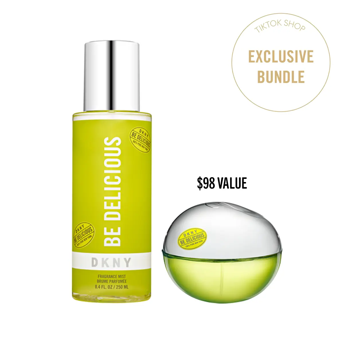 Virtual Bundle: DKNY Be Delicious Bundle – Eau de Parfum for Women 1.7 Fl Oz/50ml & Fragrance Mist for Women 8.4 Fl Oz/250 ml