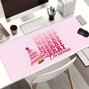 Merry Christmas Themed Mouse Pad, Rectangle Gaming Mouse Pad, Office Desk Keyboard Mat for Home Office Desk