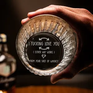 Engraved I F-king Love You Whiskey Glass - Funny Crystal Glass for Husband, Gift for Boyfriends